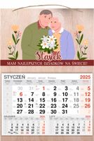 KALENDARZ 2025 jednodzielny DREWNIANY prezent dla dziadka babci twój napis