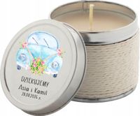 Weselne świeczki zapachowe z personalizacją jako podziękowanie dla gości