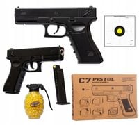METALOWY PISTOLET NA KULKI GLOCK C7 GRATIS GRANAT KULEK IMITACJA BRONI