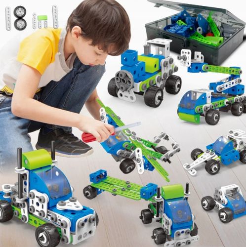 KLOCKI KONSTRUKCYJNE EDUKACYJNE CIĘŻARÓWKA SAMOLOT POJAZDY BUDOWLANE 18w1 na Arena.pl