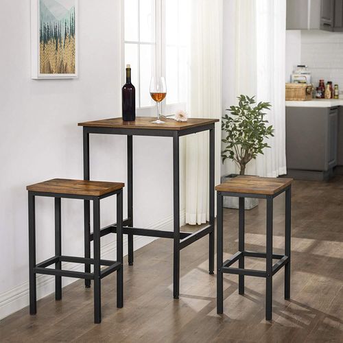 Stolik barowy kwadratowy 60x60x92 cm rustykalny brąz loft do kuchni na Arena.pl