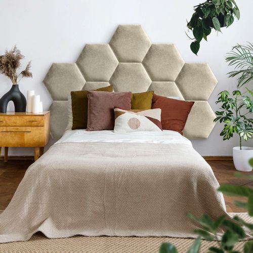 PANELE TAPICEROWANE PLASTER MIODU Heksagon KREMOWY 35cm x 40cm na Arena.pl