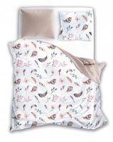 Pościel 160x200 Pióra Piórka Kolorowe Kwiaty Listki Bawełniana