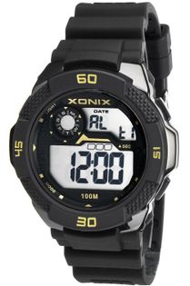 Xonix Duży męski zegarek, timer, alarm, 2 x czas, podświetlenie, WR 100M, antyalergiczny