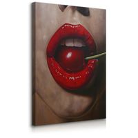 Obraz Canvas Czerwone Kobiece Usta Portret Wiśnia Abstrakcja 60cm x 90cm