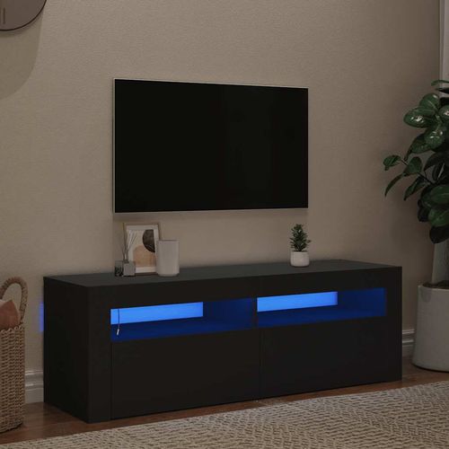 Szafka pod TV z oświetleniem LED, czarna, 120x35x40 cm na Arena.pl