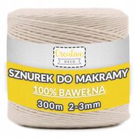 Sznurek do makramy bawełniany 3mm 300m beżowy