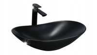 Umywalka Nablatowa Ceramiczna Owalna REA Royal 60 Black Mat Na Blat