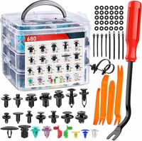 KLIPSY KOŁKI DO AUTA TAPICERKI ZESTAW 680 SPINEK SAMOCHODOWYCH ORGANIZER