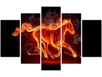 70 100CM OBRAZ 5 ELEM OGNISTY KOŃ DRUK PŁÓTNO
