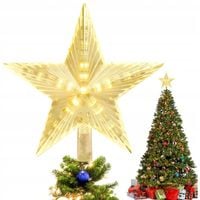 LAMPKA LED ZŁOTA GWIAZDA NA CZUBEK CHOINKI SZPIC GWIAZDA CHOINKOWA 21CM