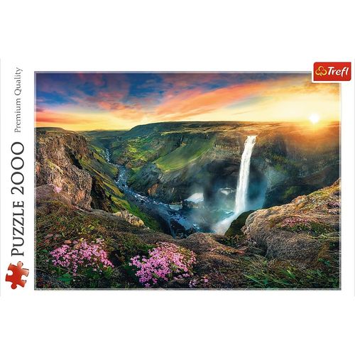 Puzzle 2000 Elementów Wodospad Haifoss, Islandia na Arena.pl