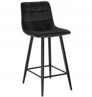 Hoker, krzesło barowe, stołek barowy welurowy czarny do kuchni TORE 65