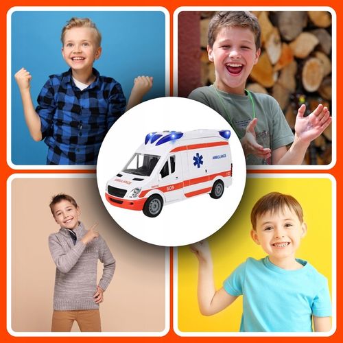 Auto Karetka Pogotowia Ambulans Bus Napęd Dźwięki Otwierane Drzwi z noszami na Arena.pl