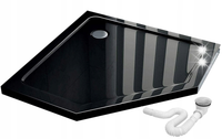 BRODZIK NAROŻNY 90x90 cm NISKI 6 cm CZARNY POŁYSK REA DIAMOND BLACK SLIM