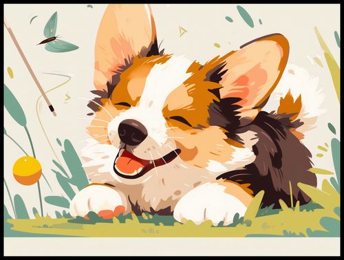 Plakat 100x75cm Beztroski Corgi na Arena.pl