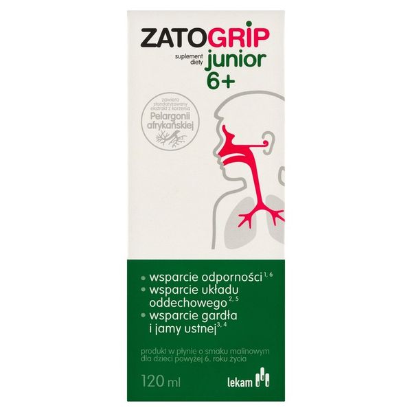 Zatogrip Junior Czarny Bez Pelargonia Afrykańska Wspiera Odpornosć 120 ml zdjęcie 5