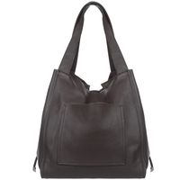 VERA PELLE torebka damska skórzana shopper z saszetką V497 c.brązowa