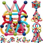 Klocki Magnetyczne Magnetic Sticks Edukacyjne 3D Zabawka Zestaw 64