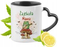 Dla Mamy Kubek Czarny Z Uszkiem W Kształcie Serca Na Prezent Z Nadrukiem