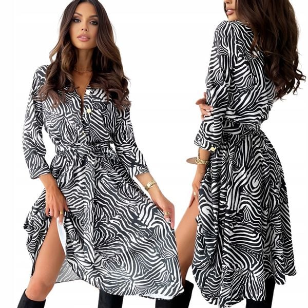 ELEGANCKA MIDI SUKIENKA SUKNIA STYLOWA KLASYCZNA GEOMETRYCZNA ZB 44 XXL zdjęcie 9