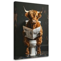 Obraz nowoczesny do łazienki wc pokoju humor, Krowa szkocka