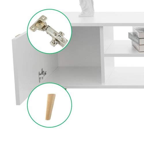 Szafka RTV 155 cm skandynawska biała nogi i uchwyt drewniane na Arena.pl