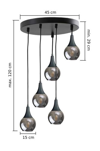 Lampa wisząca 5xE27 LACRIMA SMOKY BLACK na Arena.pl