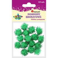 pompony brokatowe 18mm 15 szt titanum zielone