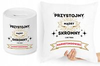 Dla Marketingowca Zestaw Poduszka + Skarbonka Z Nadrukiem Ze Zdjęciem