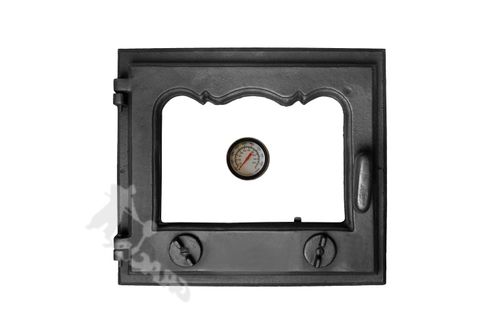 DRZWI D1 LEWE - 33X38 CM + TERMOMETR 0-500°C żeliwne do pieca piecowe kaflowe na Arena.pl