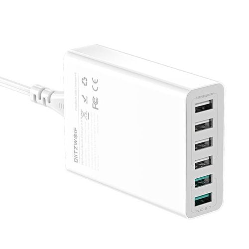 ładowarka 6x usb blitzwolf bw-s15, qc 3.0, 60w (biały) na Arena.pl