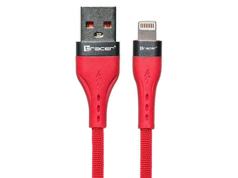 Kabel USB A - Lightning 1m Tracer, 48W, czerwony zdjęcie 2