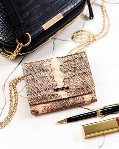 mały, skórzany portfel damski na zatrzask i bigiel - lorenti na Arena.pl