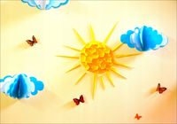 FOTOTAPETA dzieci chmurki słońce motyle na wymiar