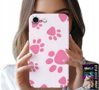 ETUI DO IPHONE SE / SE2 - RÓŻOWE PSIE ŁAPKI, PLECKI, OBUDOWA CASE