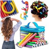 PAPILOTY GUMOWE DO KRĘCENIA WŁOSÓW WAŁKI LOKI FALE KOLOROWE TORBA ZESTAW