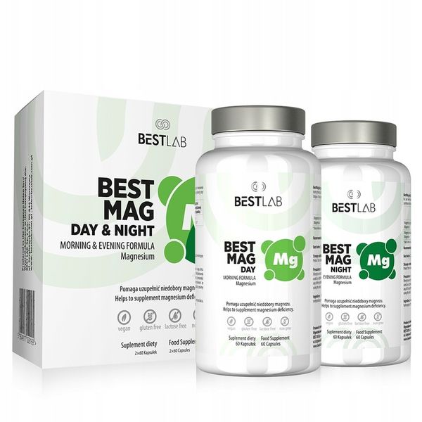 BEST LAB BestMag 120kaps magnez zmęczenie stres Formuła Dzień NOC zdjęcie 1