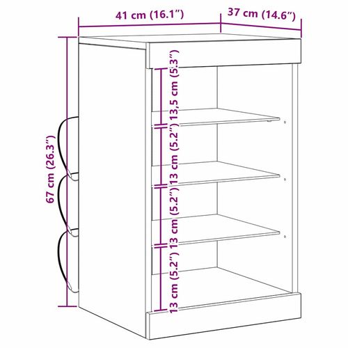 Bufet dąb artisan 41 x 37 x 67 cm Materiał drewnopochodny na Arena.pl