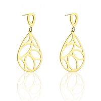 kolczyki stal chirurgiczna złote ażurowe listki sztyft kst1811