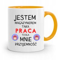 Kubek Żółty Dla Magazyniera Dla Mnie Przyjemność Z Nadrukiem Ze Zdjęciem