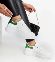 Biało-zielone sneakersy eko-skórzane Fatimah 37