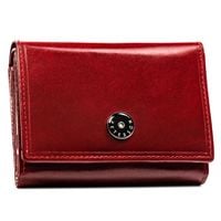 PETERSON portfel damski skórzany elegancki z biglem P224 czerwony