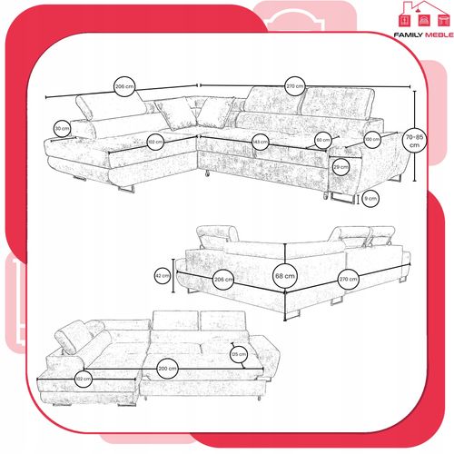 Narożnik rogówka rozkładany f spania Bosso lewy Family meble zielony welur na Arena.pl