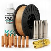 Zestaw spawalniczy MB15 | Drut 0.8mm 5kg + końcówki + dysze + spray
