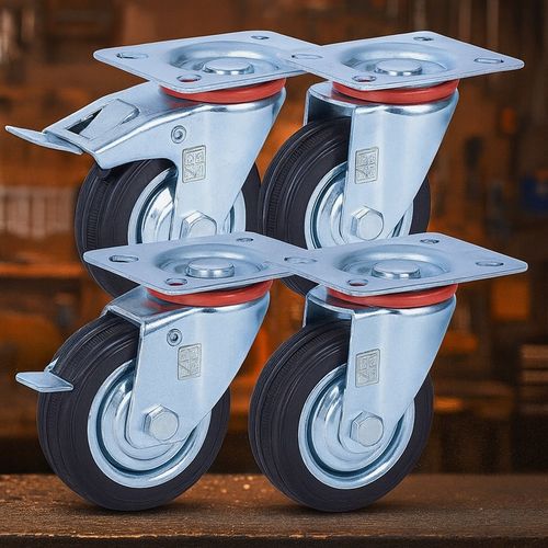KÓŁKA OBROTOWE 75mm 200kg KOŁA METALOWO GUMOWE ZESTAW JEZDNY WÓZKÓW na Arena.pl