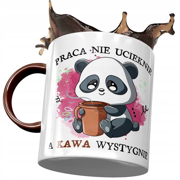 Kubek Bordowy Śmieszny Praca Nie Ucieknie Z Nadrukiem Ze Zdjęciem zdjęcie 1