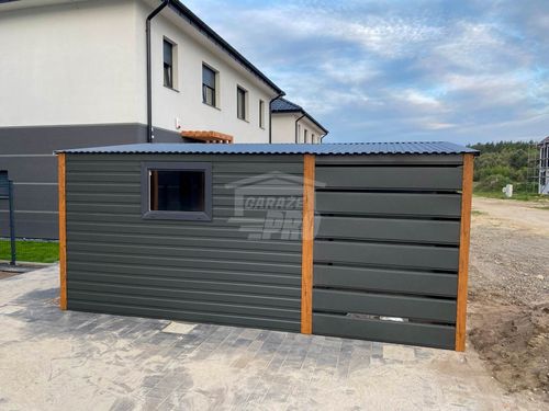 Schowek Domek Ogrodowy 3x2m + wiata 2m  2x Drzwi okno dach spad w tył GP554 na Arena.pl