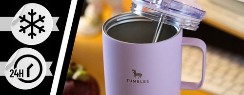 MOCNY Kubek Termiczny ze Stalową Słomką i Uchwytem na Kawę Herbatę 900ml na Arena.pl