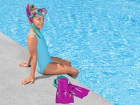 bestway zestaw do snorkelingu maska z rurką i płetwami różowy 7+ 25046